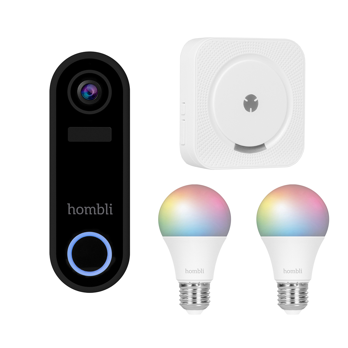Hombli Smart Doorbell + Smart Bulb E27 Color 2-pack + Gratis Chime Deurgong