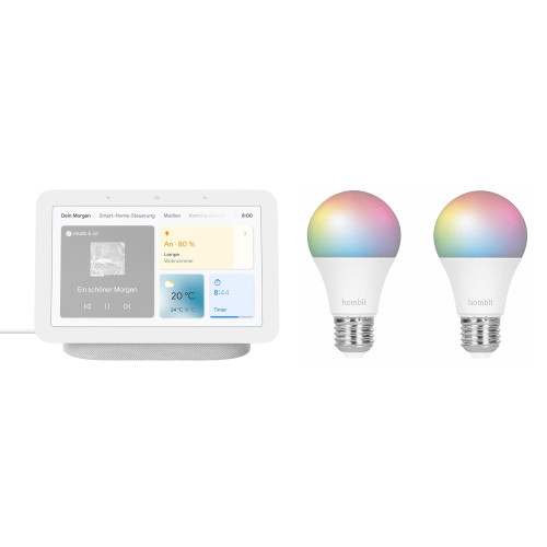 Google Nest Hub (2. Generation) + Hombli Smart Bulb E27 Color 2er-Pack