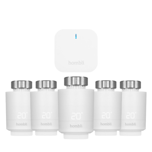 Hombli Smart Radiator Thermostat Starter-Kit mit 5 Heizkörperthermostaten & Bluetooth Bridge