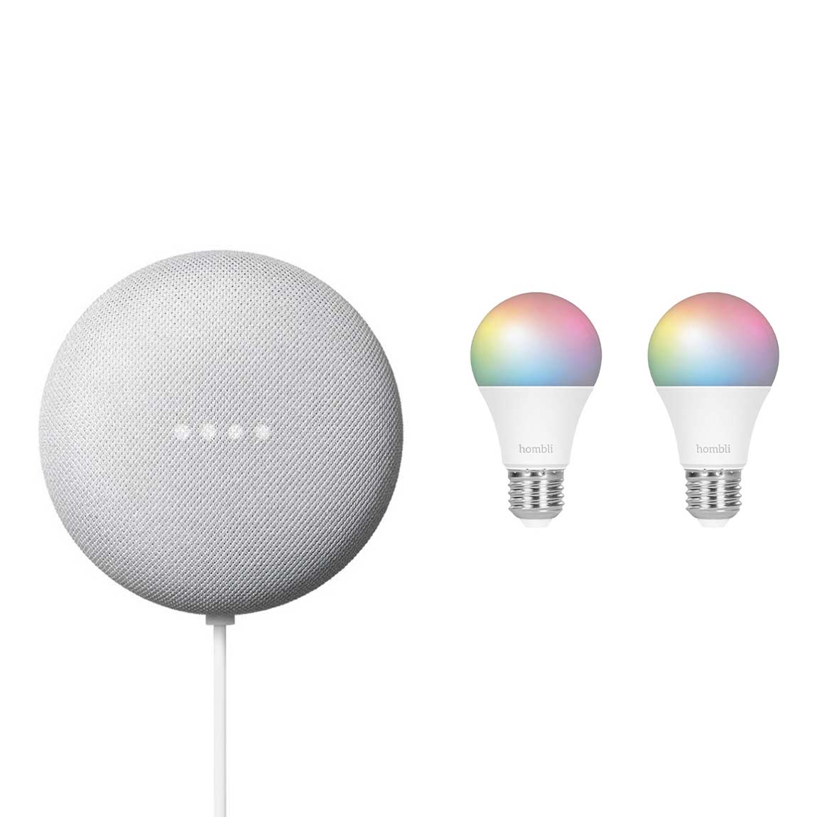 Google Nest Mini + Hombli Smart Bulb E27 Color Lampe