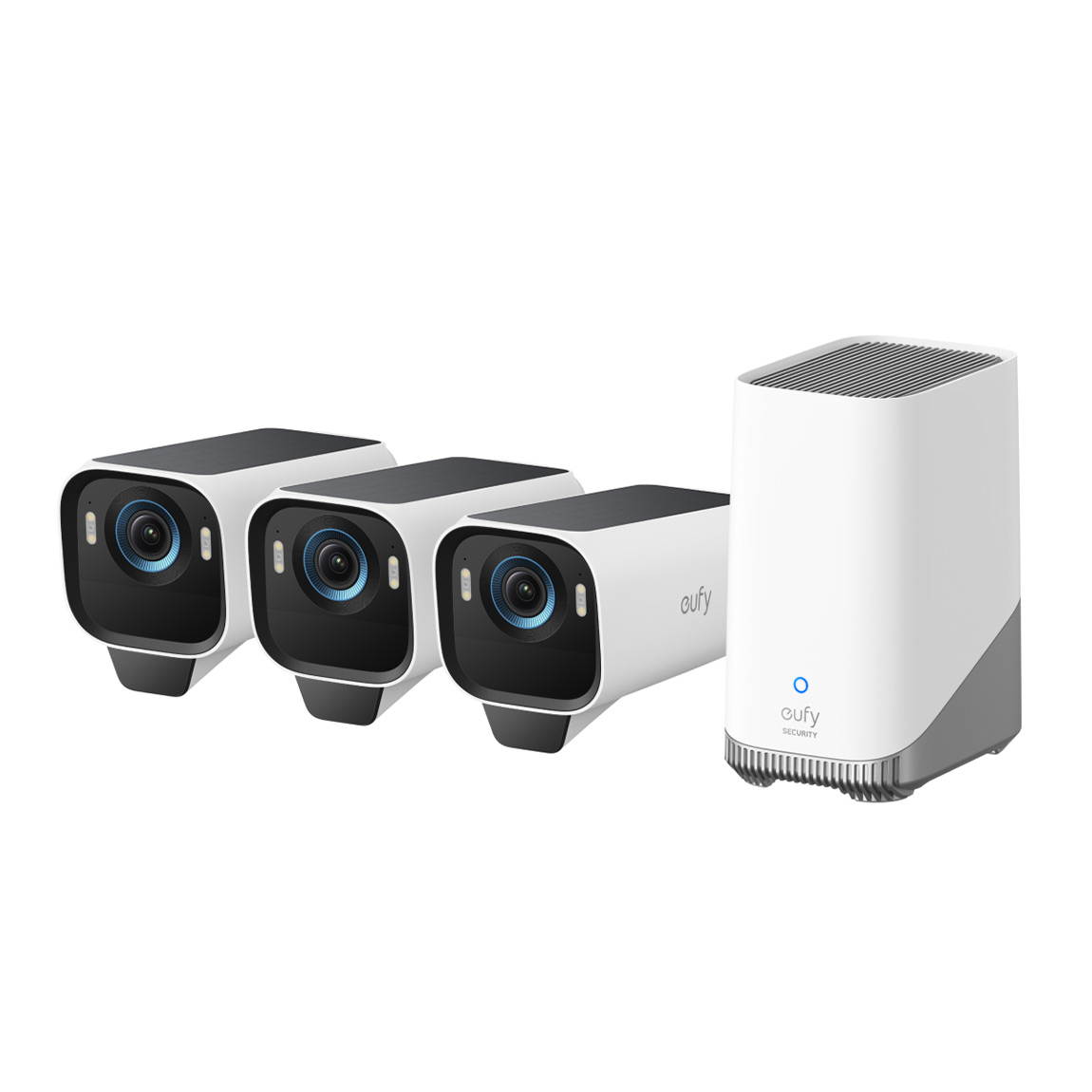 eufyCam S3 Pro Starter-Set 3+1 - 3er-Kameraset mit HomeBase 3 - Weiß