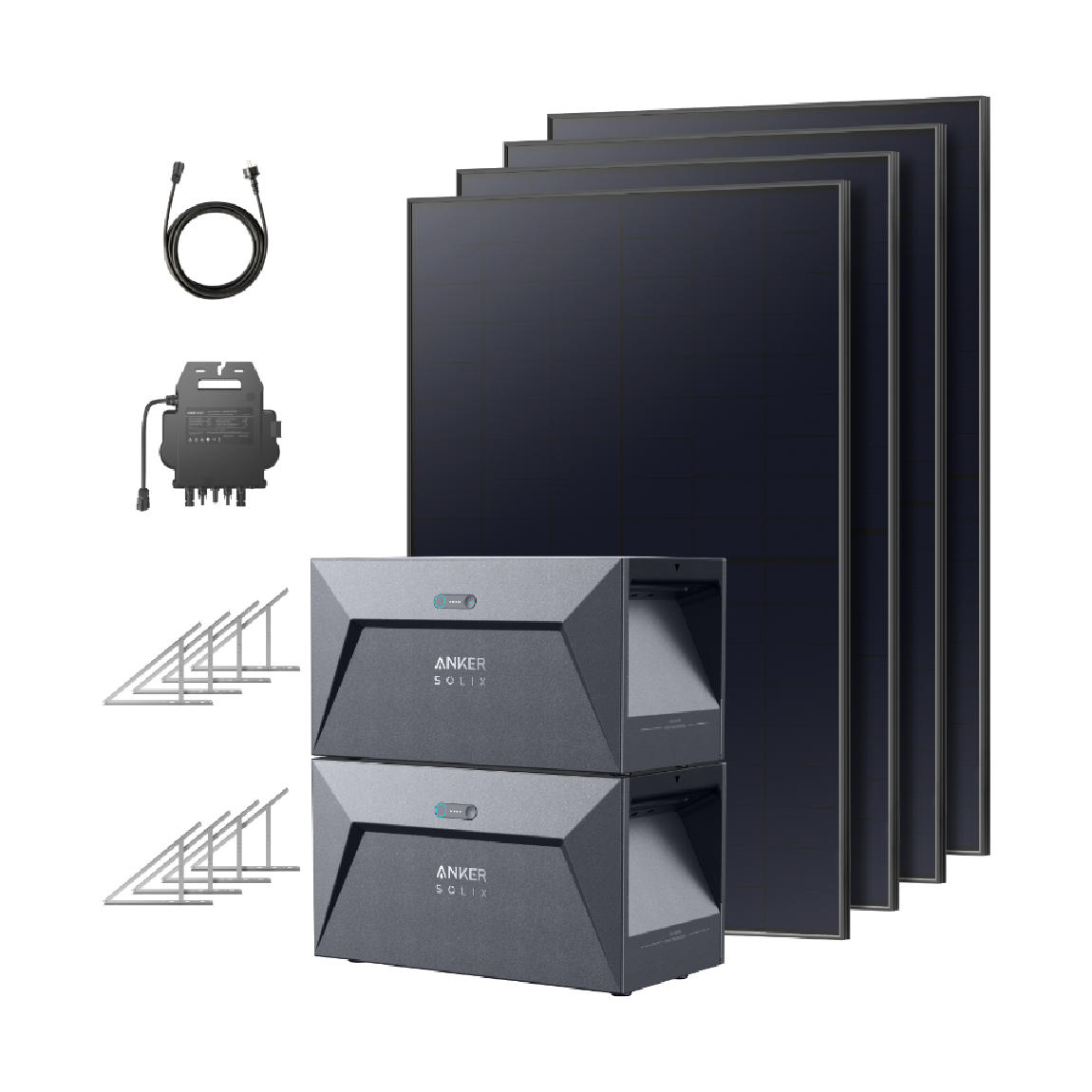 Anker SOLIX RS40P Solarbank Dual-System mit Bodenhalterungen (4x 445W | 3200Wh) - Schwarz