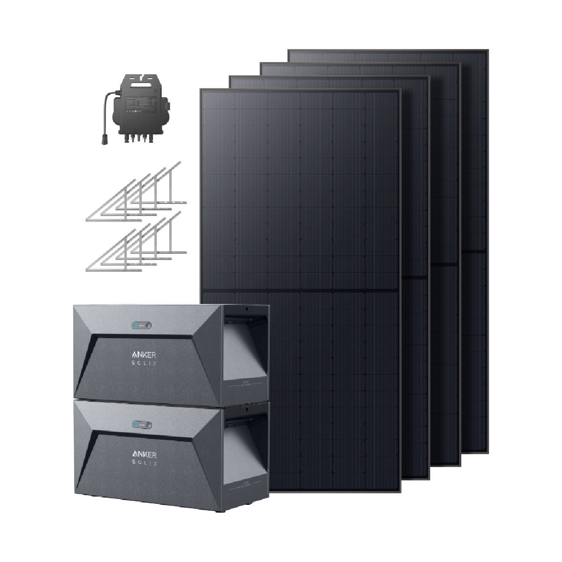Anker SOLIX RS50B Solarbank Dual-System mit Bodenhalterungen (4x 540W | 3200Wh) - Schwarz