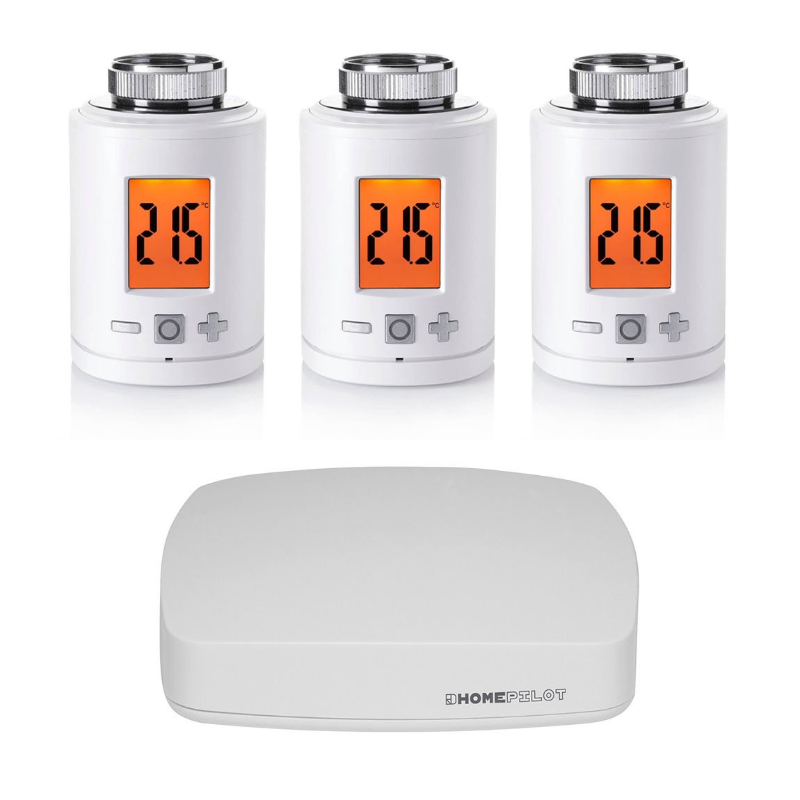 HOMEPILOT Gateway Premium + Heizkörper-Thermostat smart 3er-Set