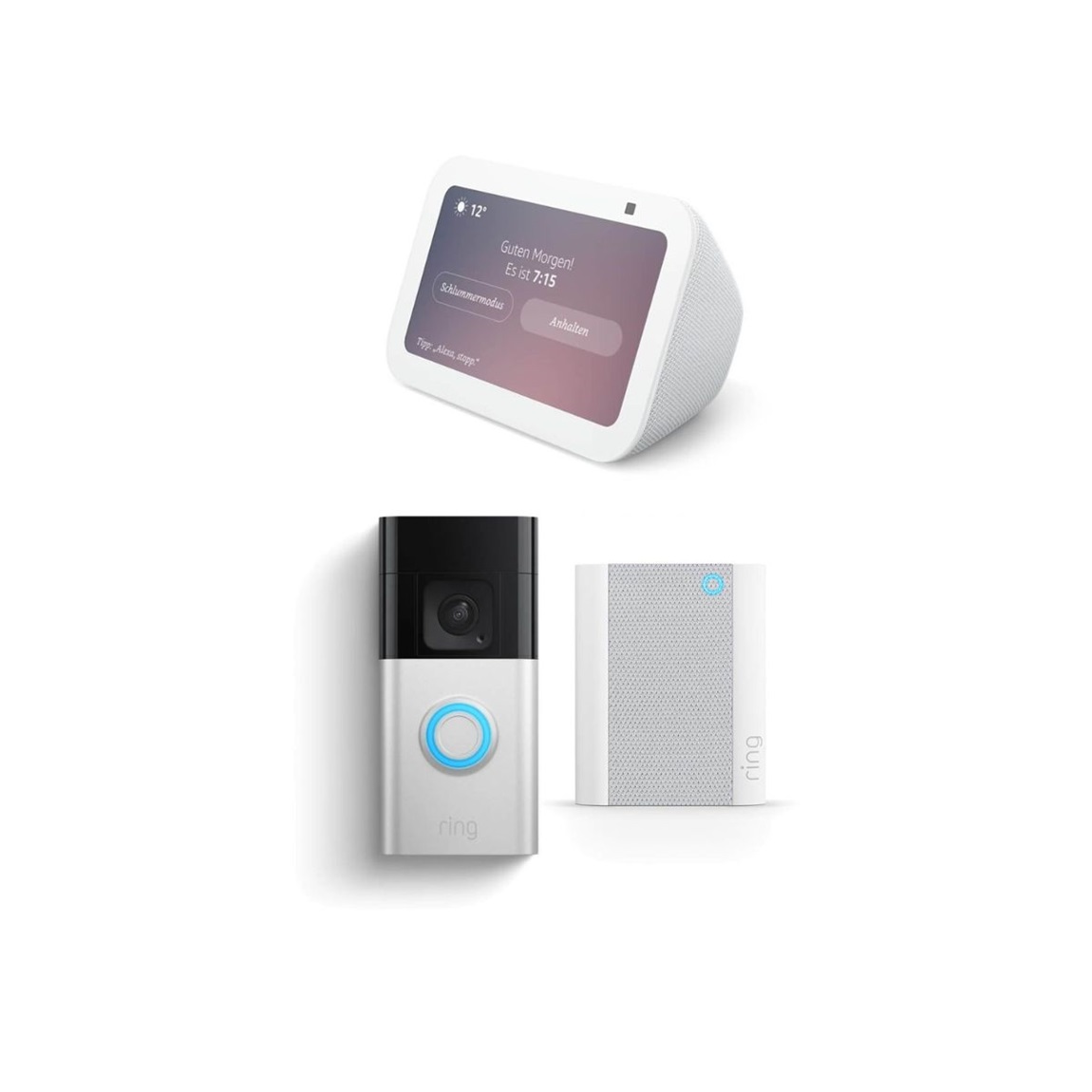 Ring Video Doorbell Plus + Chime Gen 2 + Amazon Echo Show 5 (3. Gen) – Deal, Schnäppchen, sparen