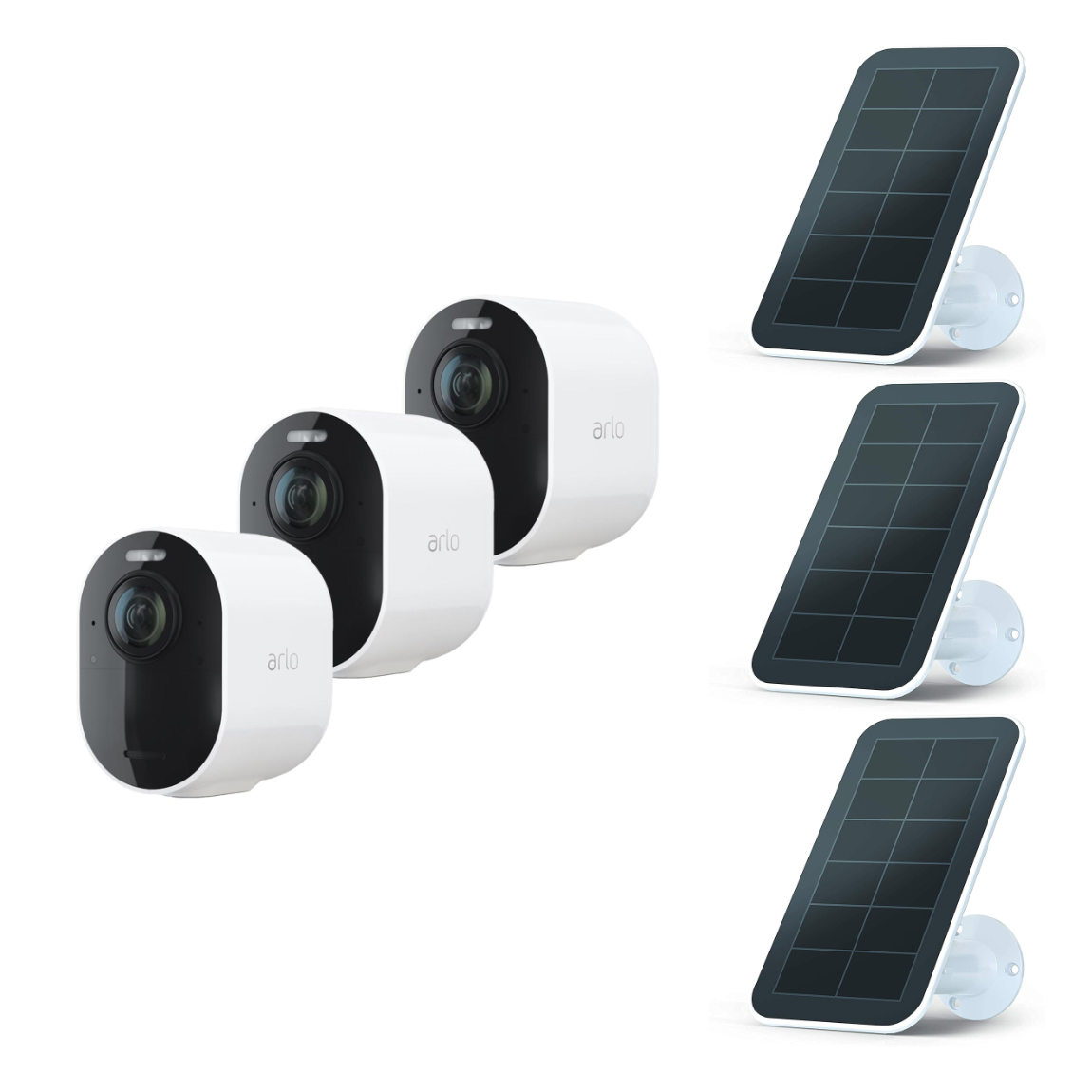 Arlo Ultra 2 VMS5340 – Kabelloses 4K-Überwachungssystem mit 3 Kameras + Solar Panel 3er-Set – Deal, Schnäppchen, sparen