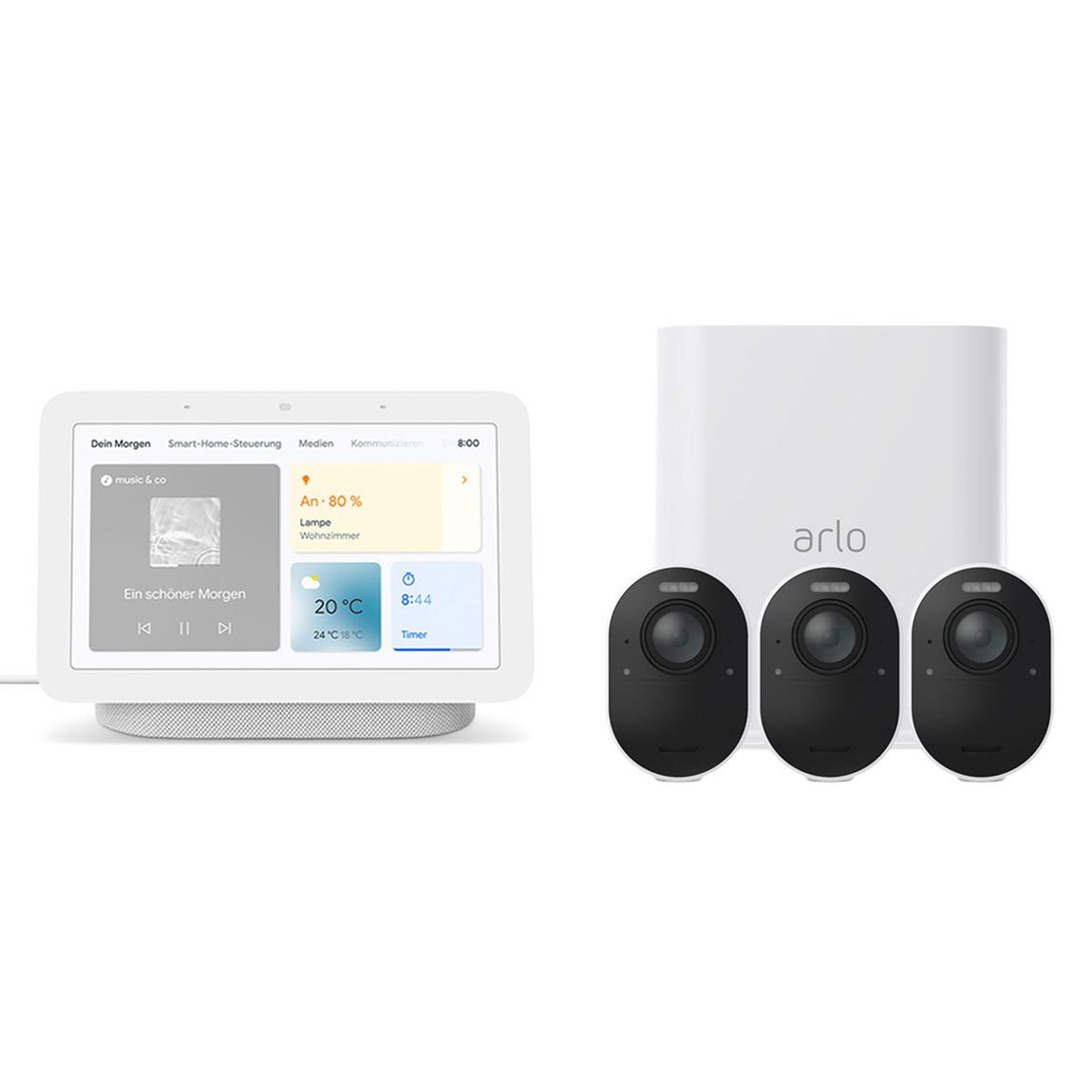 Arlo Ultra 2 VMS5340 - Kabelloses 4K-Überwachungssystem mit 3 Kameras + kostenloser Google Nest Hub (2. Generation)
