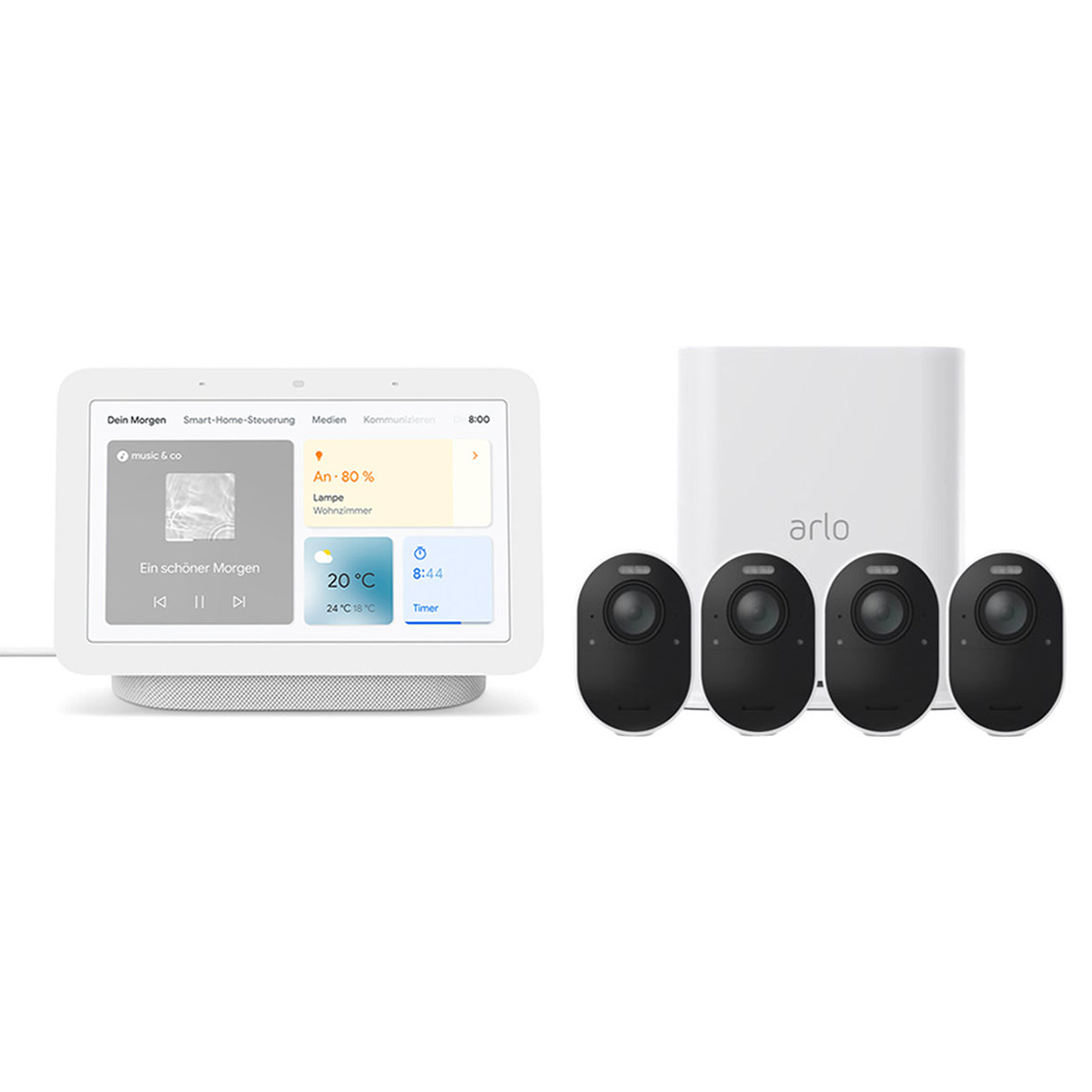 Arlo Ultra 2 VMS5440 – Kabelloses 4K-Überwachungssystem mit 4 Kameras + kostenloser Google Nest Hub (2. Generation) – Deal, Schnäppchen, sparen