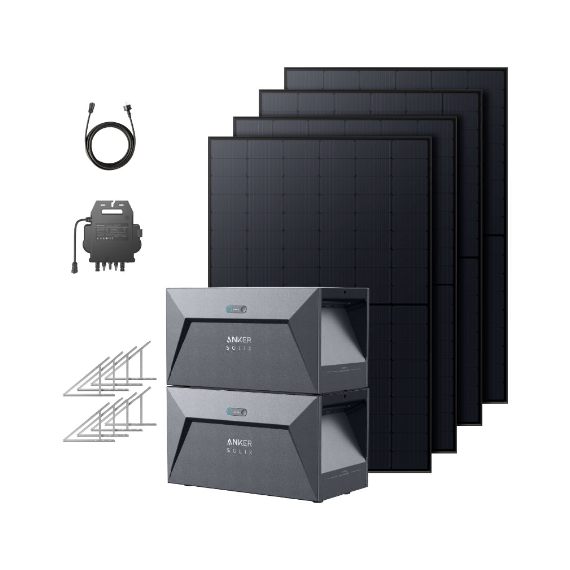 Anker SOLIX RS40B Solarbank Dual-System mit Bodenhalterungen (4x 410W | 3200Wh) - Schwarz