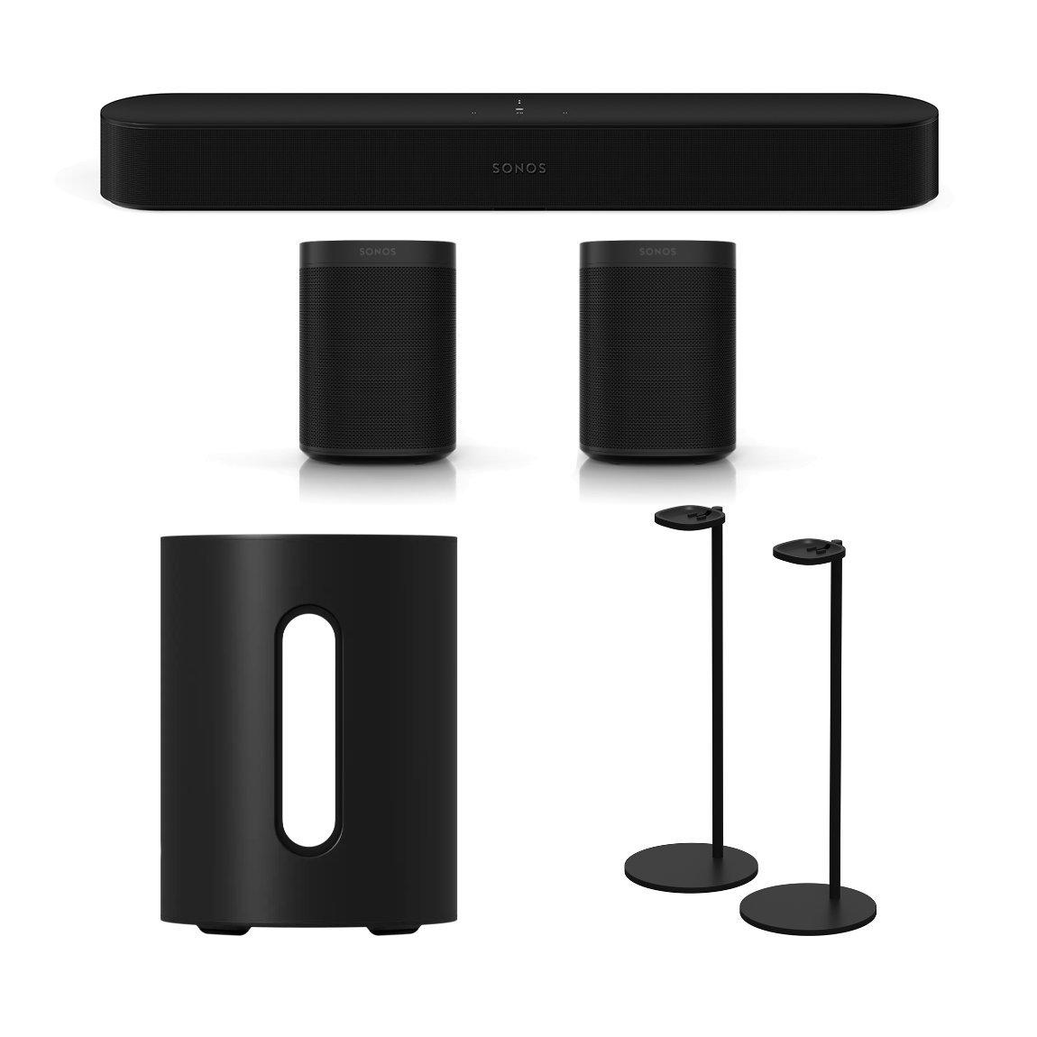 Sonos One SL Beam Sub Mini 5.1 Heimkino Set + Standfuß (Paar) für Sonos One – Deal, Schnäppchen, sparen
