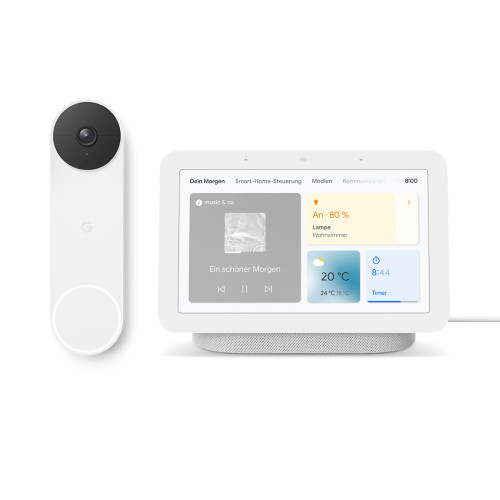 Google Nest Doorbell (mit Akku) + Google Nest Hub (2. Generation)