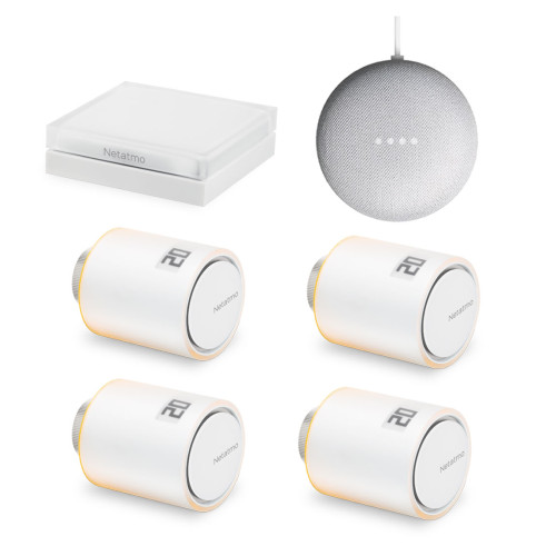 Netatmo Heizkörper-Thermostat Starter Set mit 4 Thermostaten + Google Nest Mini 