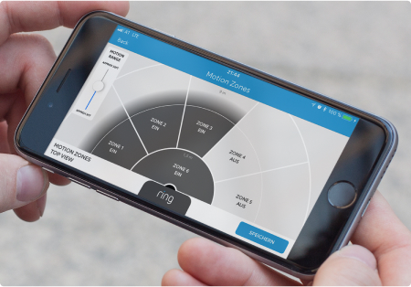 Ring Smartphone-App mit Zonen für Bewegungsmelder