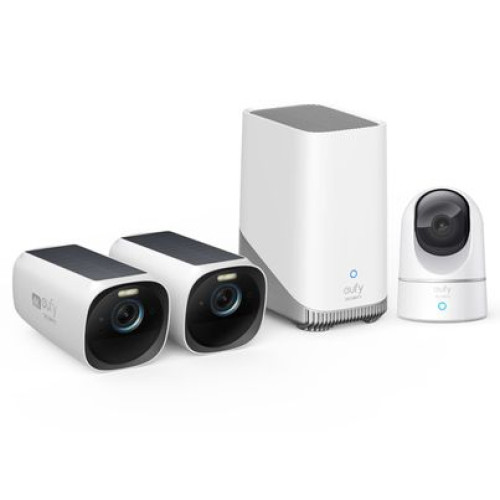 eufyCam 3 Starter Set 2+1 - 2er-Kameraset mit HomeBase 3 + gratis Solo IndoorCam Pan & Tilt - 2K