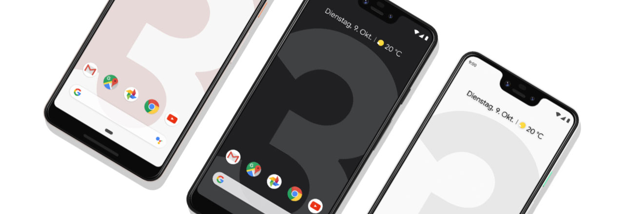 Google Pixel 3 mit Light und Dark Theme nebeneinander