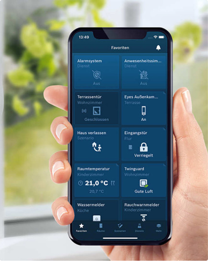 Ansicht der Bosch Smart Home App auf Smartphone