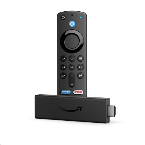 Amazon Fire TV Stick mit Alexa-Sprachfernbedienung und Steuerungsoption für Fernseher