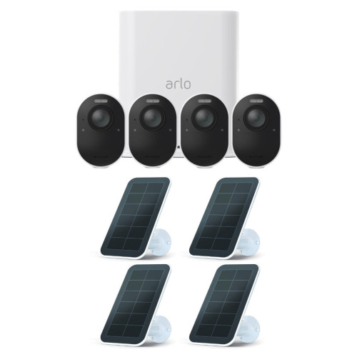 Arlo Ultra 2 VMS5440 - Kabelloses 4K-Überwachungssystem mit 4 Kameras + gratis Solar Panel 4er-Set