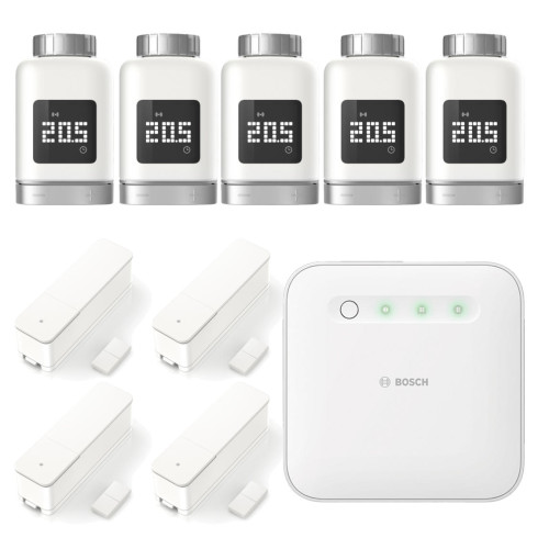 Bosch Smart Home - Starter Set Heizung II mit 5 Thermostaten & 4 Tür-/Fensterkontakt II