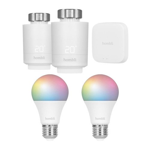 Hombli - Smart Radiator Thermostat Starter-Kit + GRATIS Hombli Smart Bulb E27 Color-Lampe 2-pack